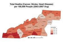 Total Deaths from Cancer, Stroke, and Hearth Disease Map